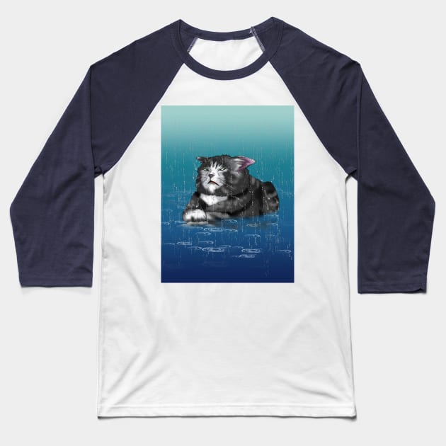 rainy day wet cat Baseball T-Shirt by cuisinecat